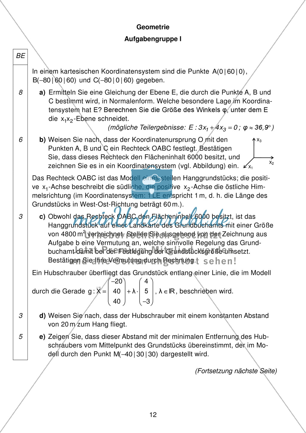 Abituraufgaben Bayern 2011 für Mathematik: Aufgaben zu Analysis, Stochastik und Geometrie Preview 11