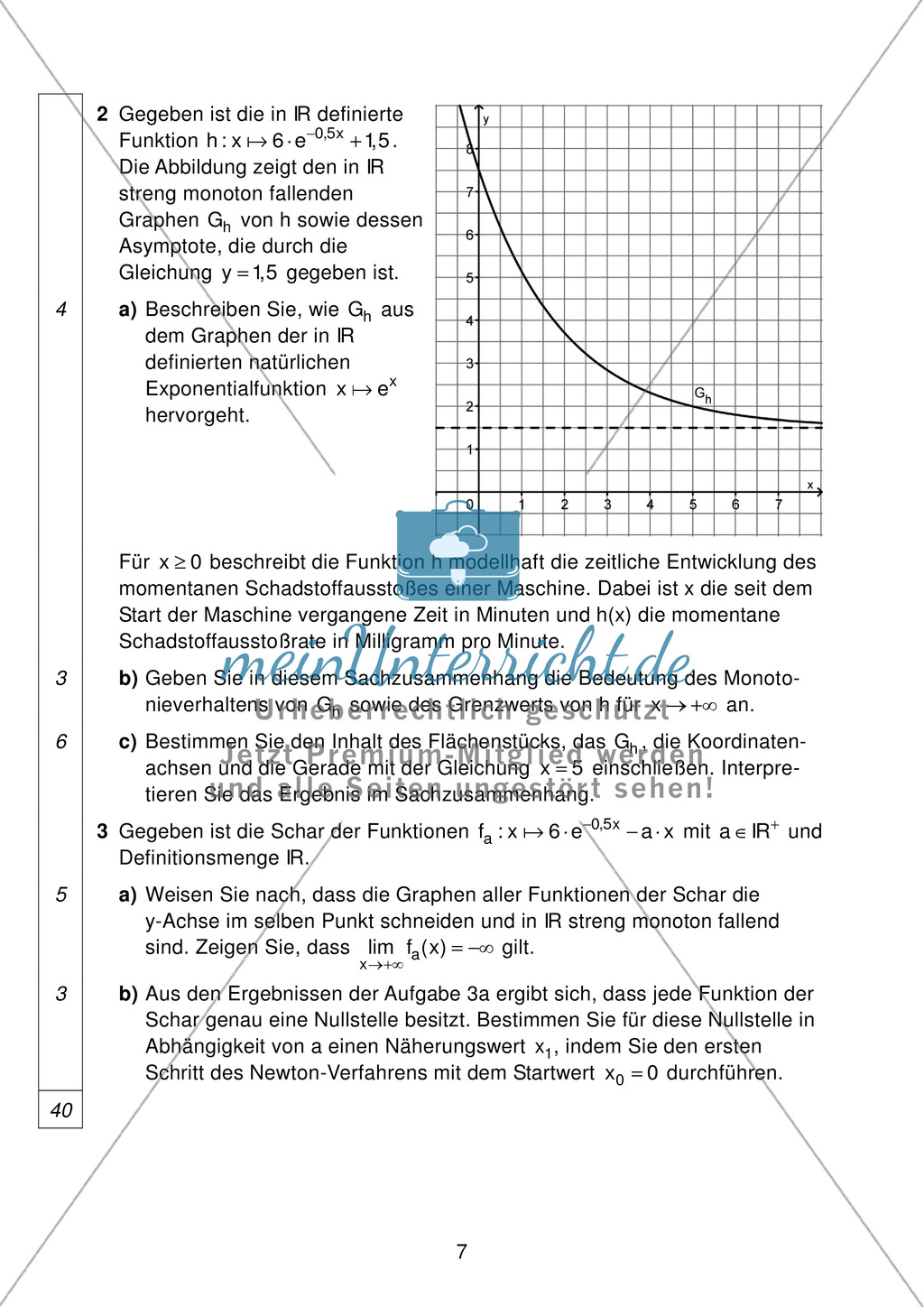 Abituraufgaben Bayern 2011 für Mathematik: Aufgaben zu Analysis, Stochastik und Geometrie Preview 6