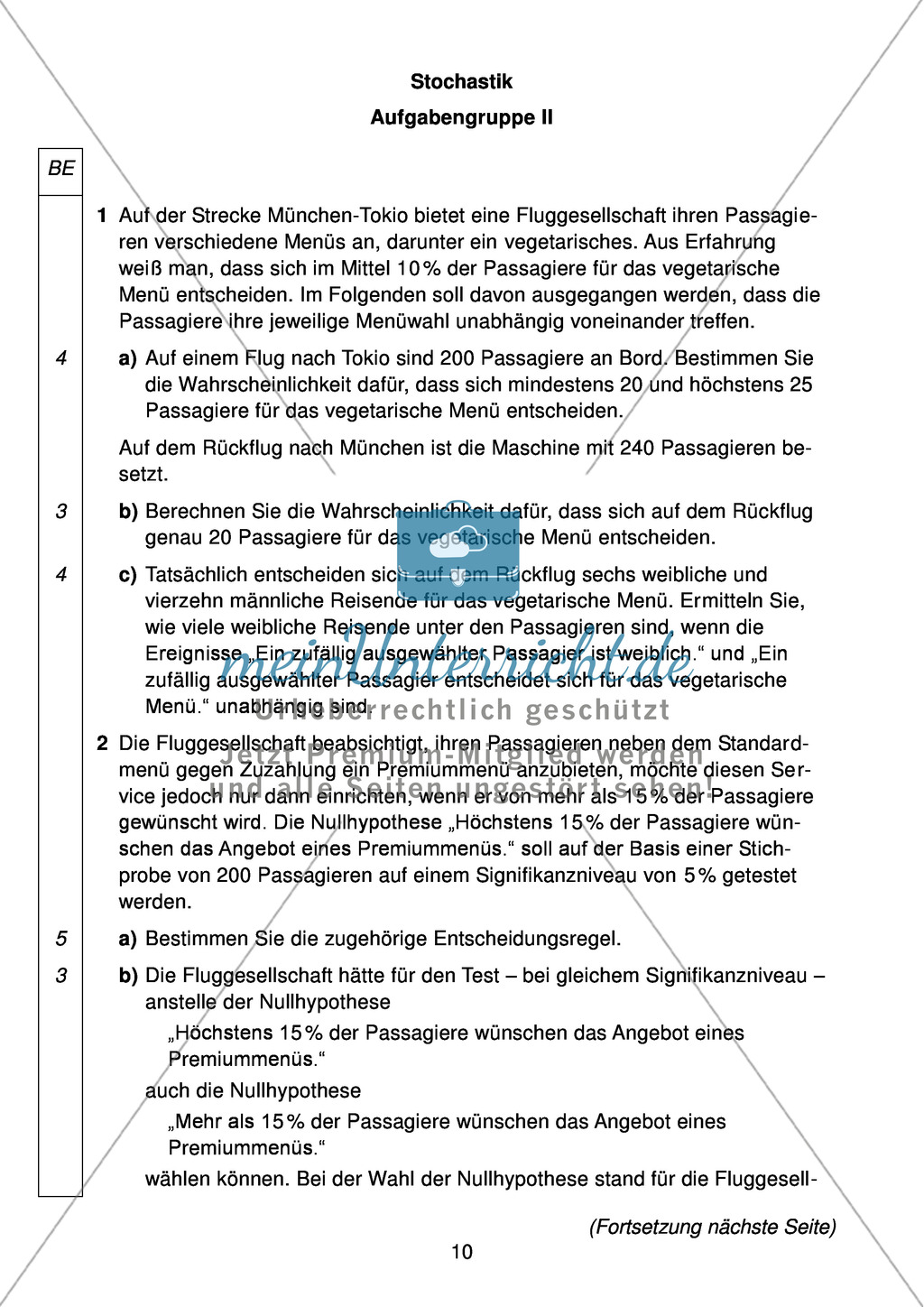 Abituraufgaben Bayern 2011 für Mathematik: Aufgaben zu Analysis, Stochastik und Geometrie Preview 9