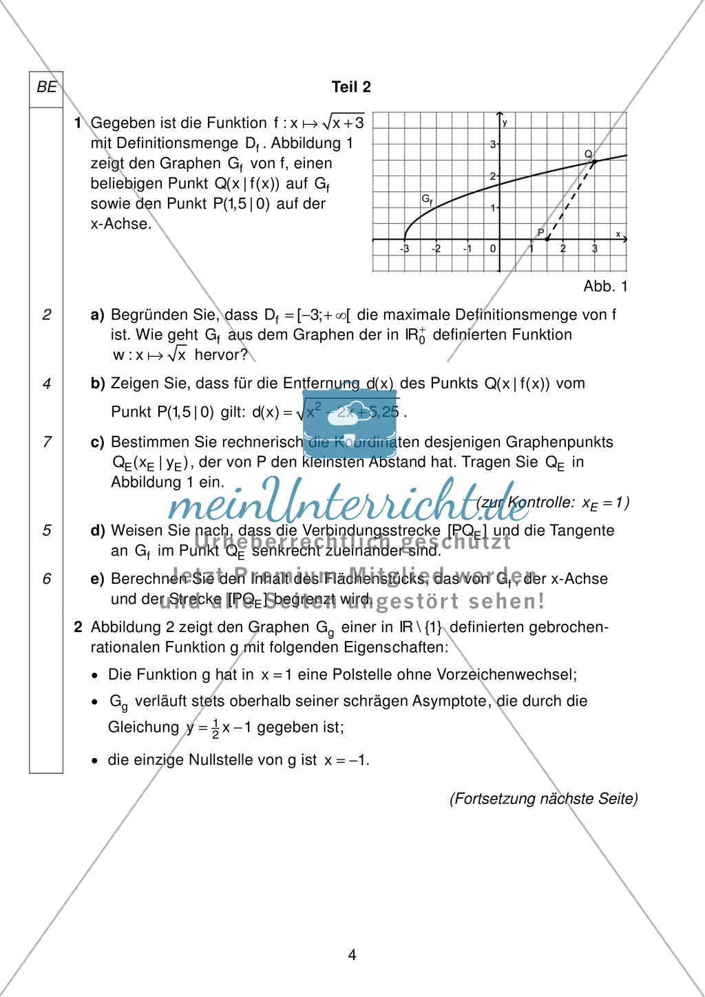 Abituraufgaben Bayern 2011: Aufgaben zum Thema Analysis - Aufgabengruppe I Preview 2