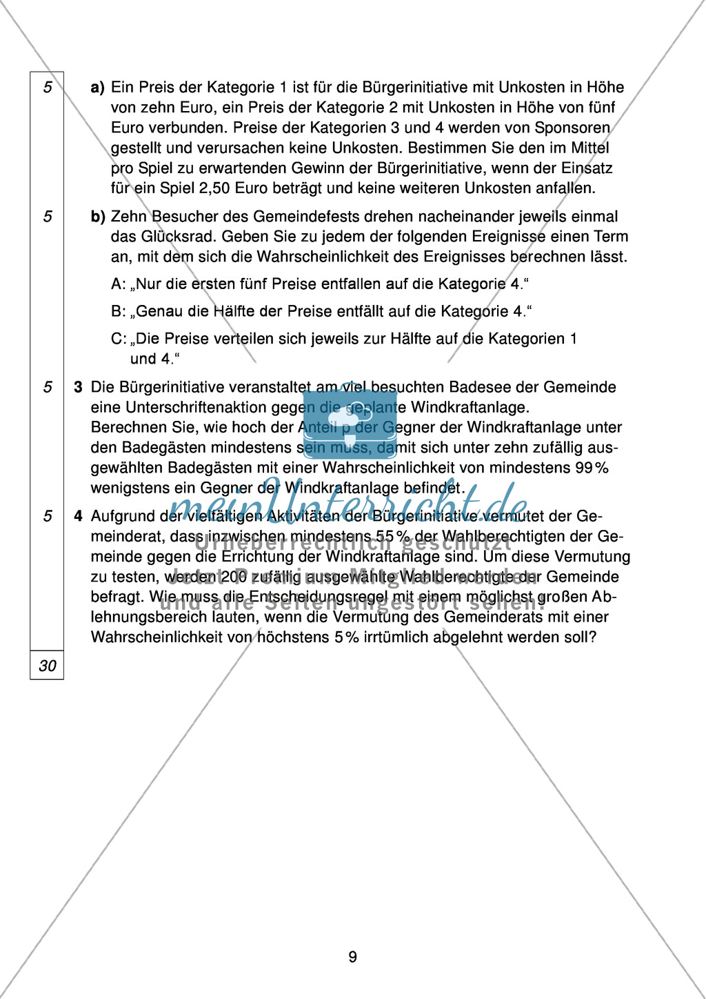 Abituraufgaben Bayern 2011: Aufgaben zum Thema Stochastik - Aufgabengruppe I Preview 2