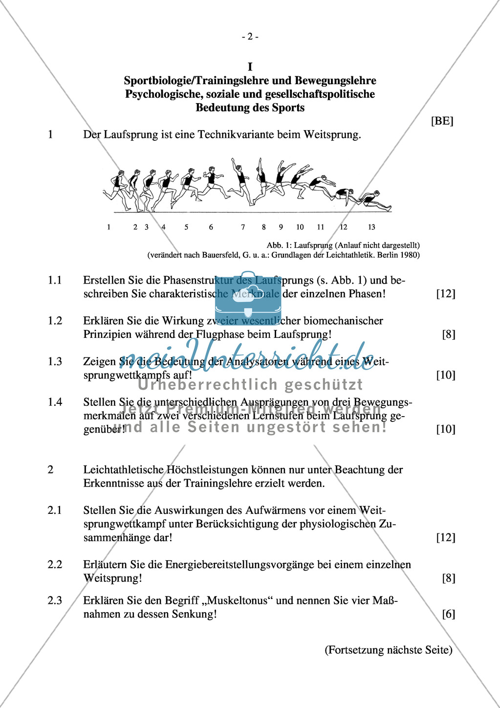 Abituraufgaben Bayern 2011: Sportbiologie/Trainingslehre und Bewegungslehre Psychologische, soziale und gesellschaftspolitische Bedeutung des Sports. Preview 2
