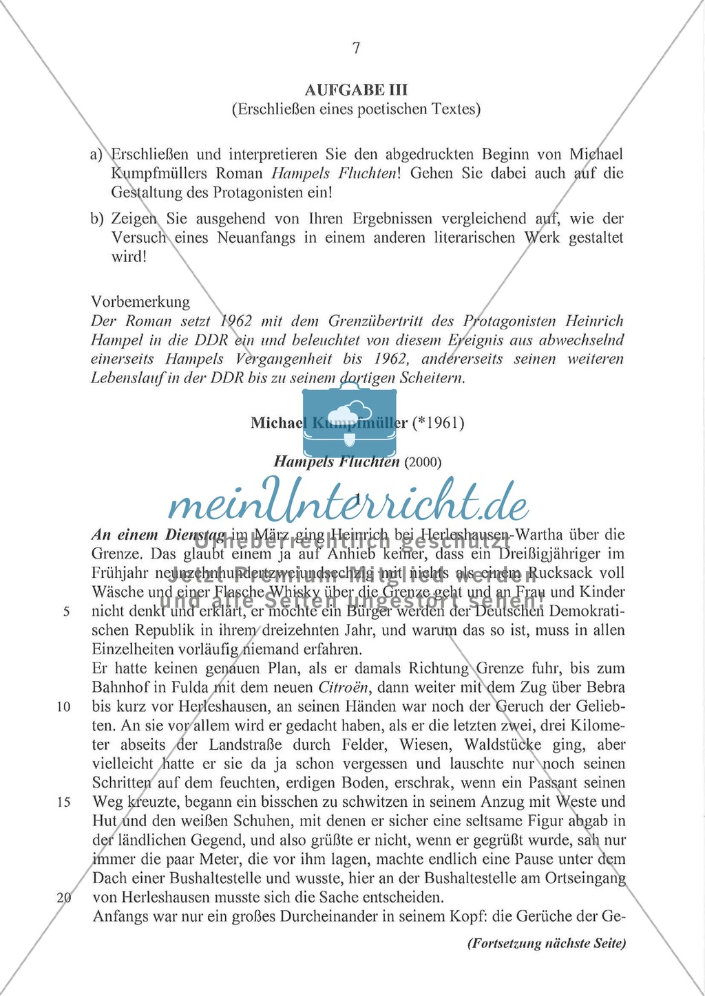 Abituraufgaben Bayern 2011: Aufgabe III - Erschließen und Interpretieren eines poetischen Textes Preview 1
