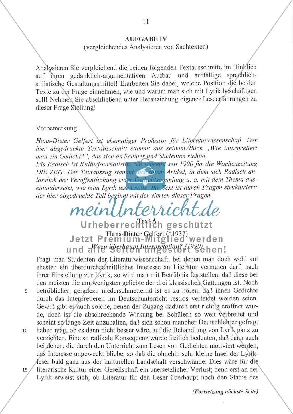 Abituraufgaben Bayern 2011: Aufgabe IV- Vergleichendes Analysieren von Sachtexten Preview 1
