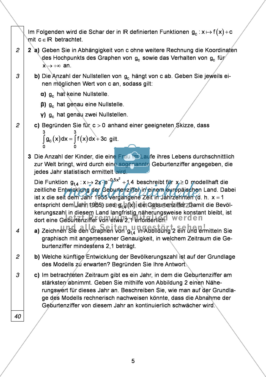 Abituraufgaben Bayern 2013 für Mathematik: Aufgabe zum Thema Analysis - Aufgabengruppe I Preview 3