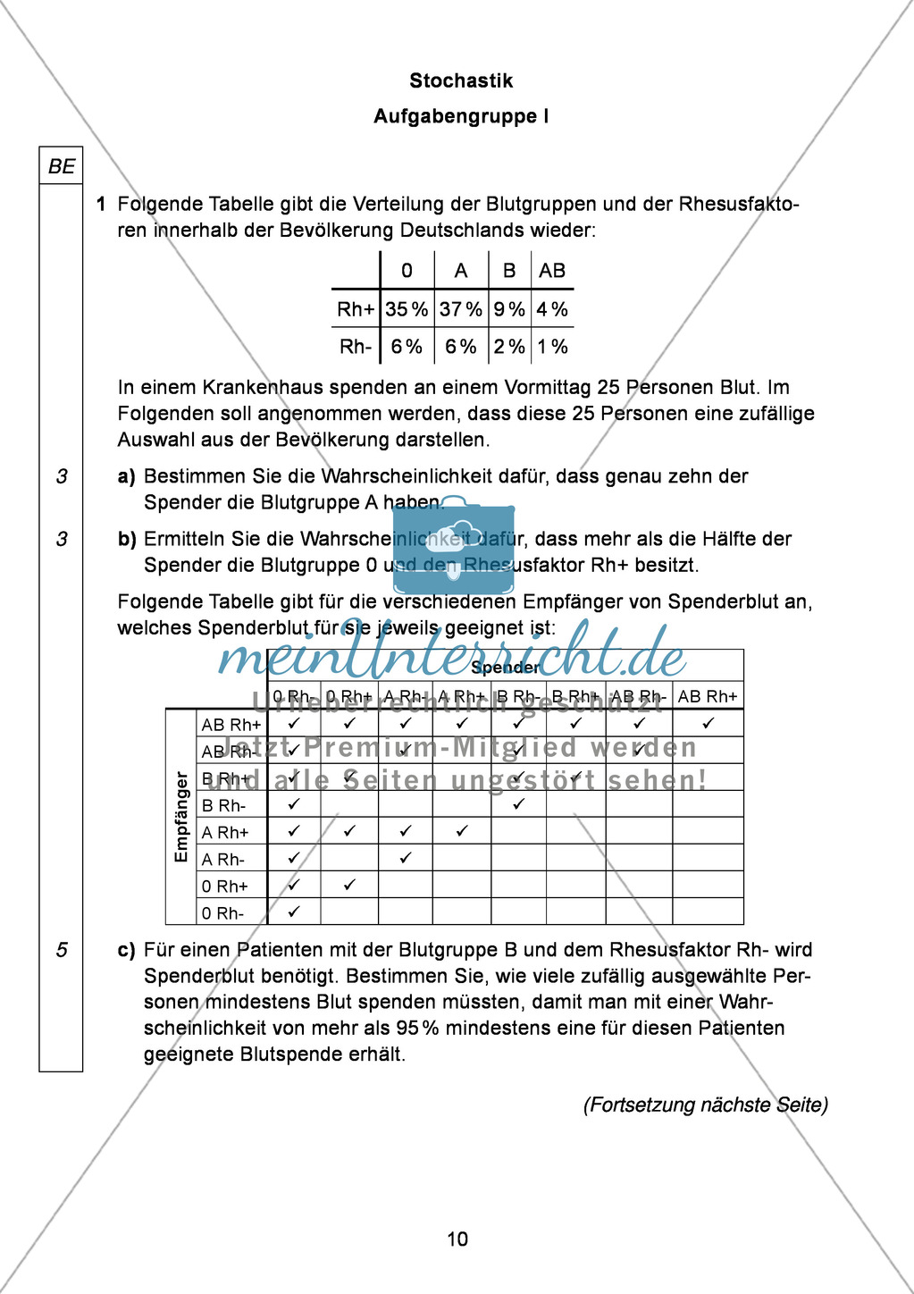Abituraufgaben Bayern 2013 für Mathematik: Aufgabe zum Thema Stochastik - Aufgabengruppe I Preview 1