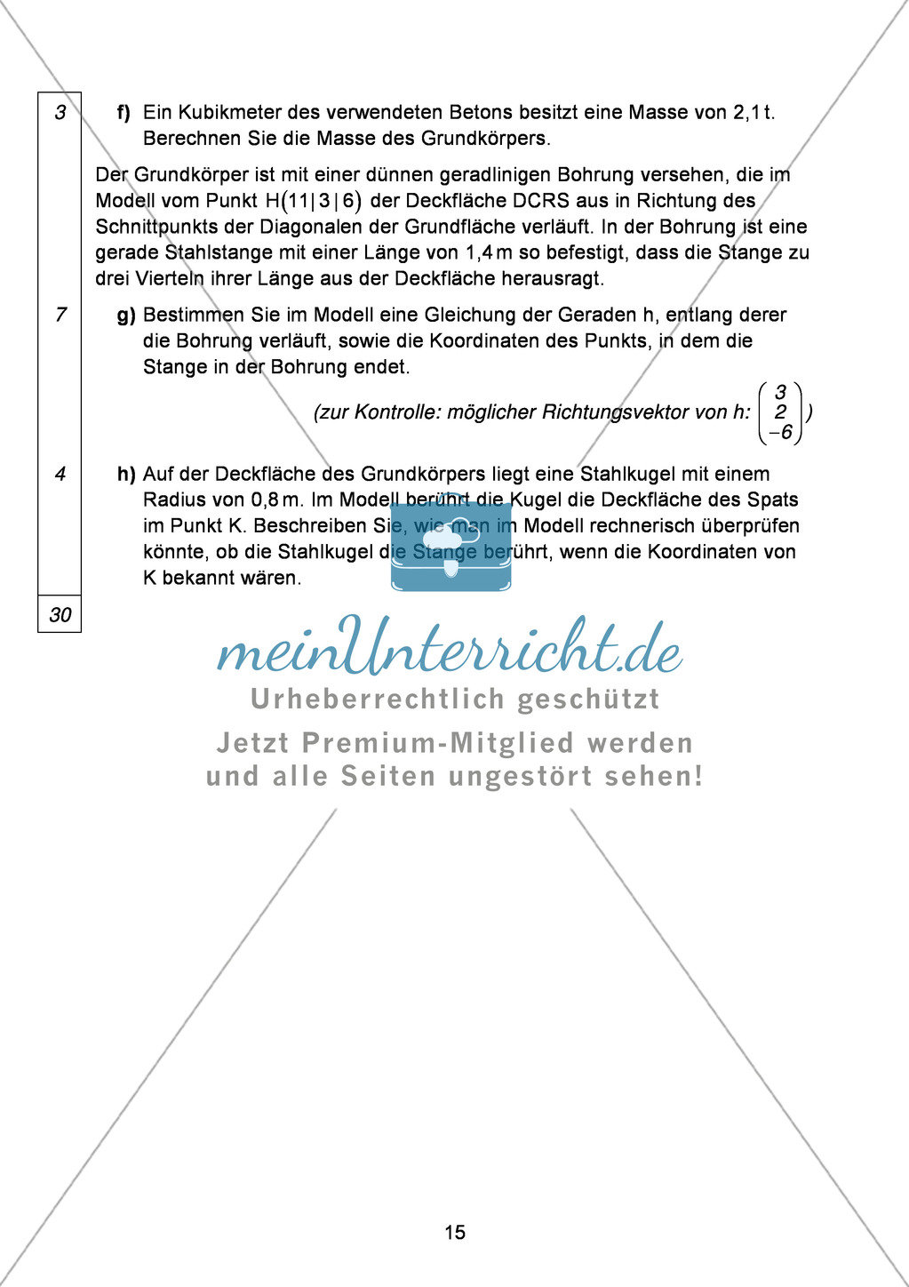 Abituraufgaben Bayern 2013 für Mathematik: Aufgabe zum Thema Geometrie - Aufgabengruppe I Preview 2