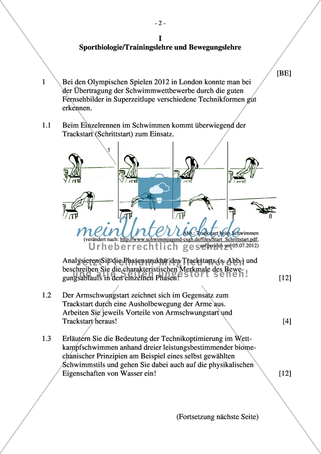 Abituraufgaben Bayern 2013: Sportbiologie/Trainingslehre und Bewegungslehre Psychologische, soziale und gesellschaftspolitische Bedeutung des Sports. Preview 2