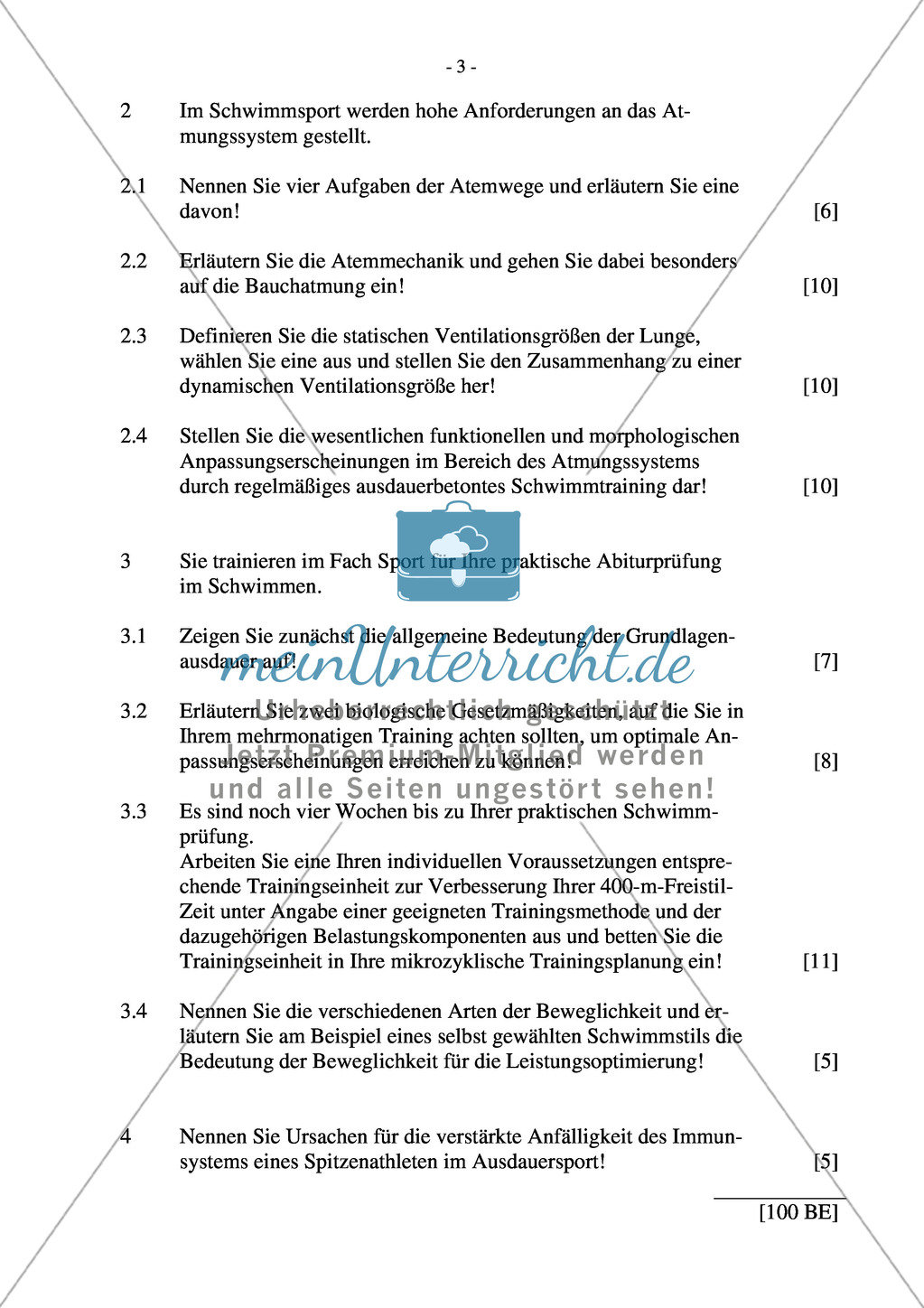 Abituraufgaben Bayern 2013: Sportbiologie/Trainingslehre und Bewegungslehre Psychologische, soziale und gesellschaftspolitische Bedeutung des Sports. Preview 3