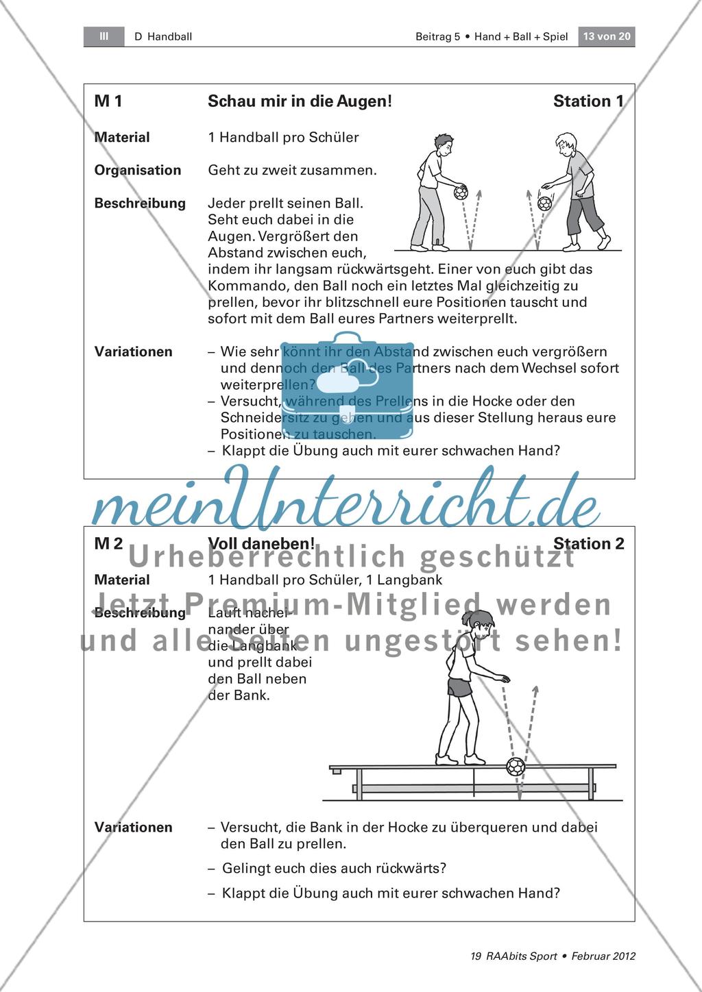 Hand + Ball + Spiel = Handballspielen – wir trainieren die Grundfertigkeiten Passen, Prellen und Werfen Preview 13