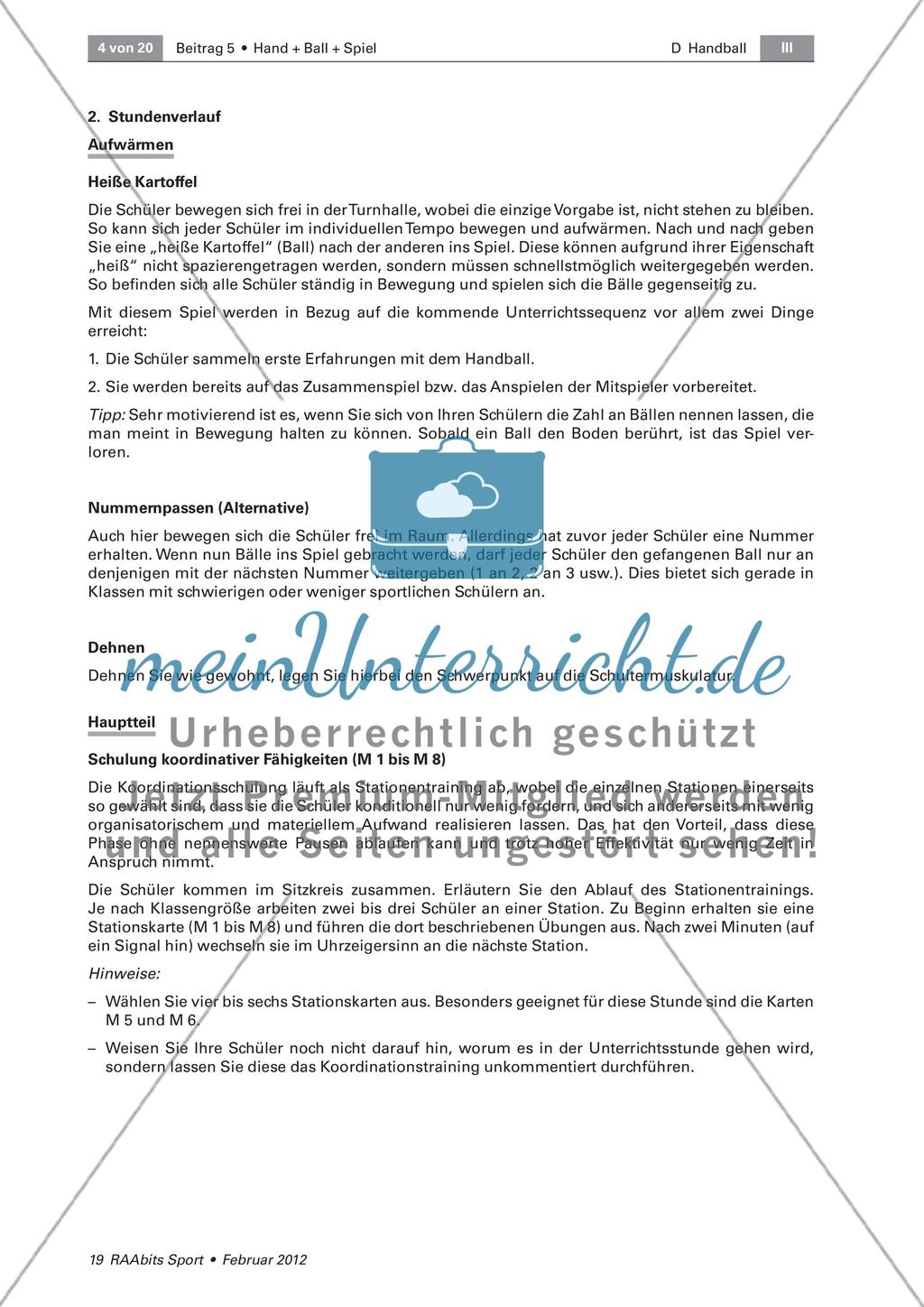 Hand + Ball + Spiel = Handballspielen – wir trainieren die Grundfertigkeiten Passen, Prellen und Werfen Preview 4