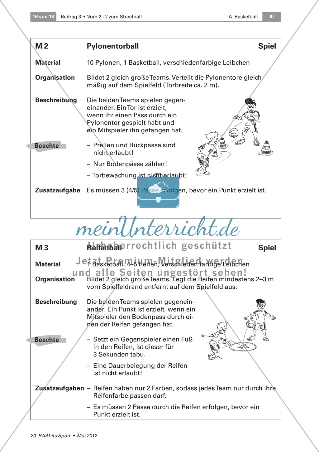 In Nowitzkis Fußstapfen - vom 2 : 2 zum Streetball. Eine Doppelstunde zum Thema: In-and-out-Bewegungen: Freilaufen und Anbieten. Preview 8
