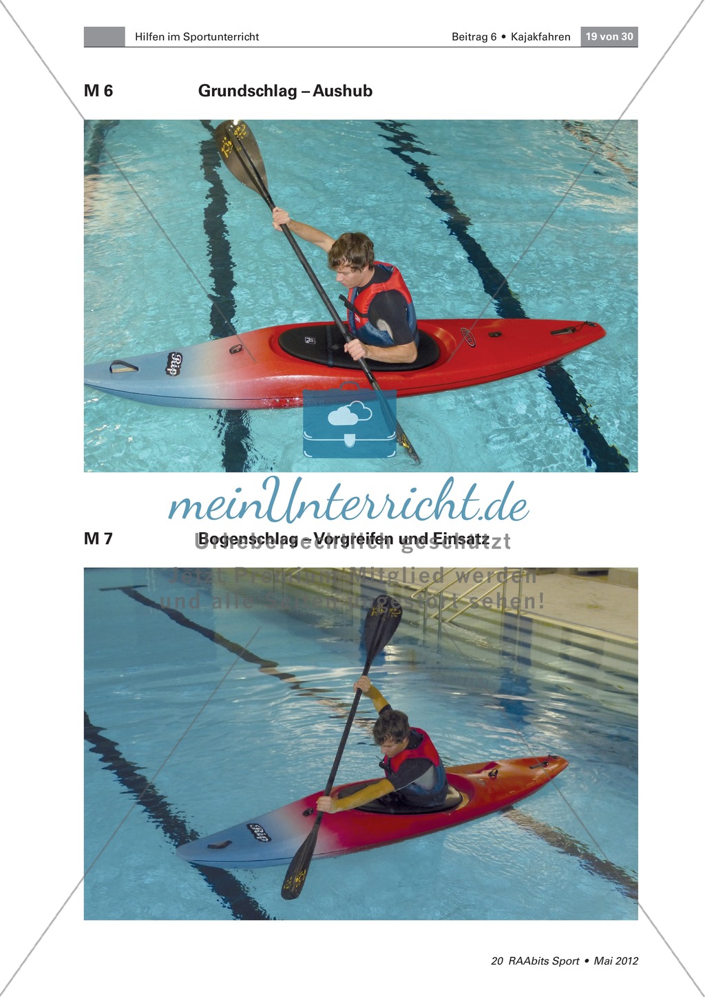 Ab aufs Wasser! - Das Erlernen des Kajakfahrens als Vorbereitung auf eine Exkursion. Eine Doppelstunde zum Thema: Technikschulung. Preview 9