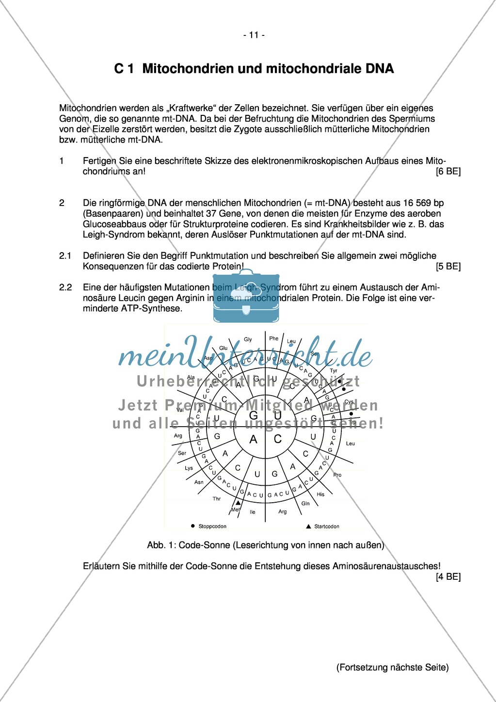 Abituraufgaben Bayern 2011 zu Verhalten,Neurobiologie, Physiologie und Genetik Preview 10