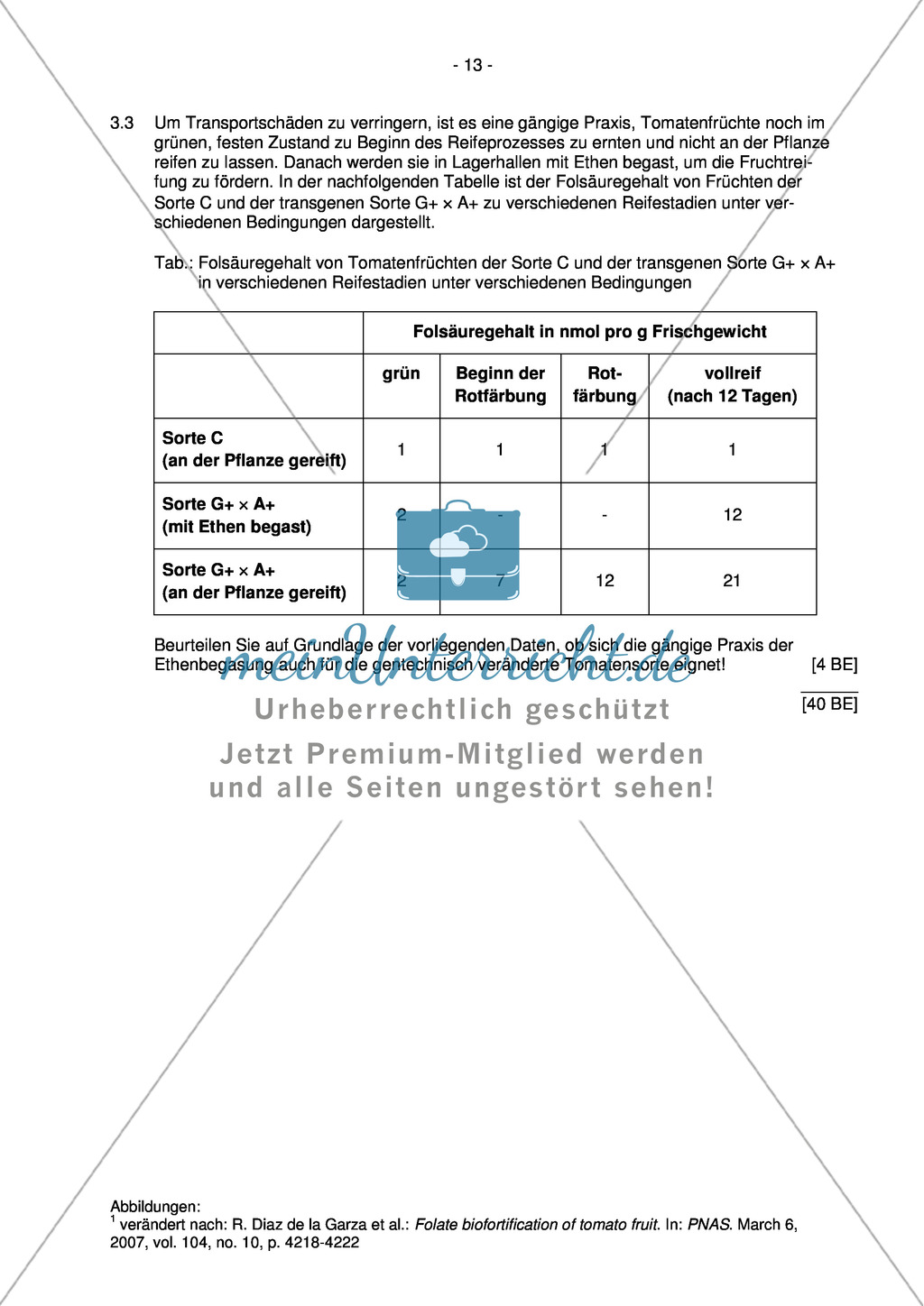 Abituraufgaben Bayern 2013 zu Neurobiologie,Verhalten,Genetik,Physiologie Preview 12