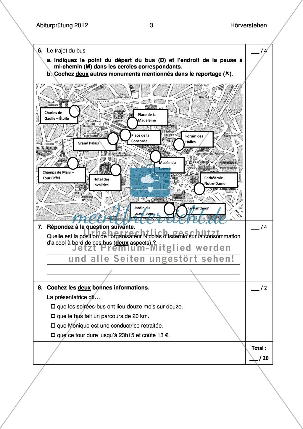 Abituraufgaben Bayern 2012: Französisch - Prüfungsteil Hörverstehen zum Thema