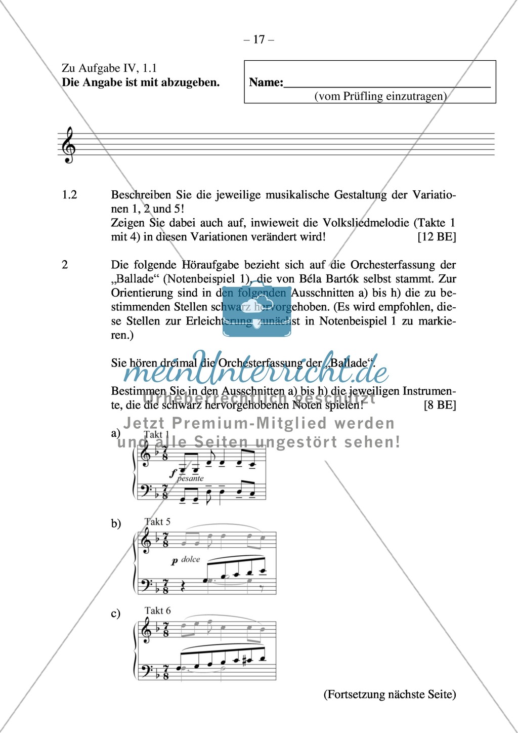 Abituraufgaben Bayern 2012: Vergleich des musikal. Ausdrucks in Wiener Klassik und Romantik, Analyse unterschiedlicher Vertonungen des