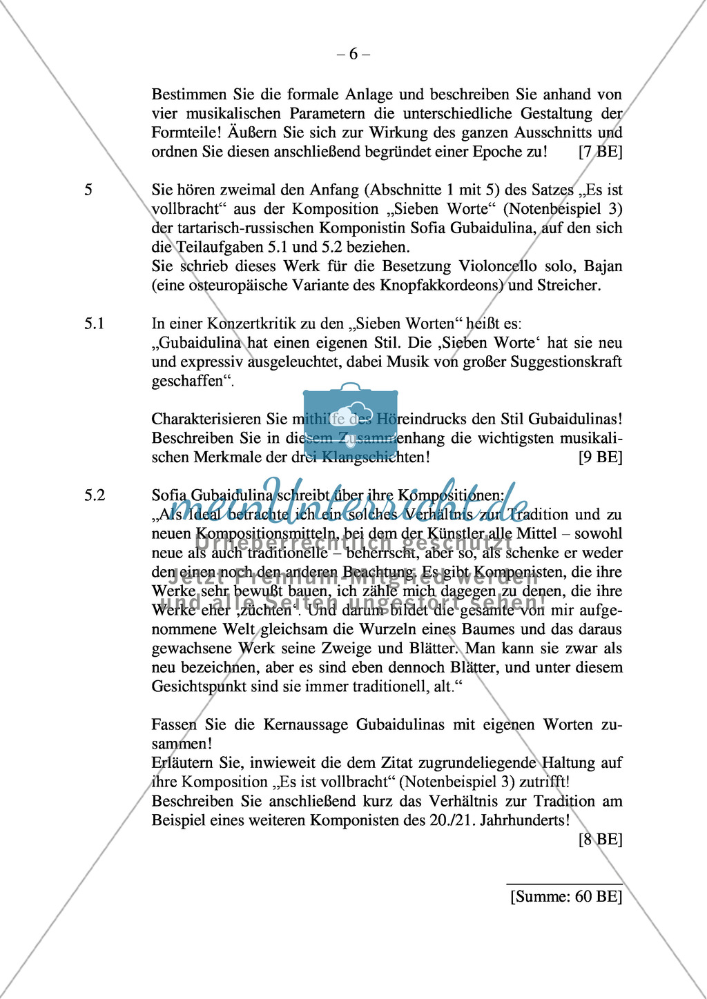 Abituraufgaben Bayern 2012: Vergleich des musikal. Ausdrucks in Wiener Klassik und Romantik, Analyse unterschiedlicher Vertonungen des