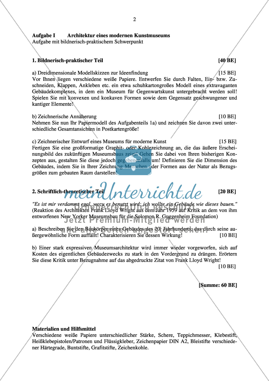 Abituraufgaben Bayern 2011: Anleitung zum Bau einer dreidimensionalen Modellskizze, Zeichnen verschiedener Gesamtmodelle mit schriftlichen Aufgaben; Beschreibung und Analyse von Picassos