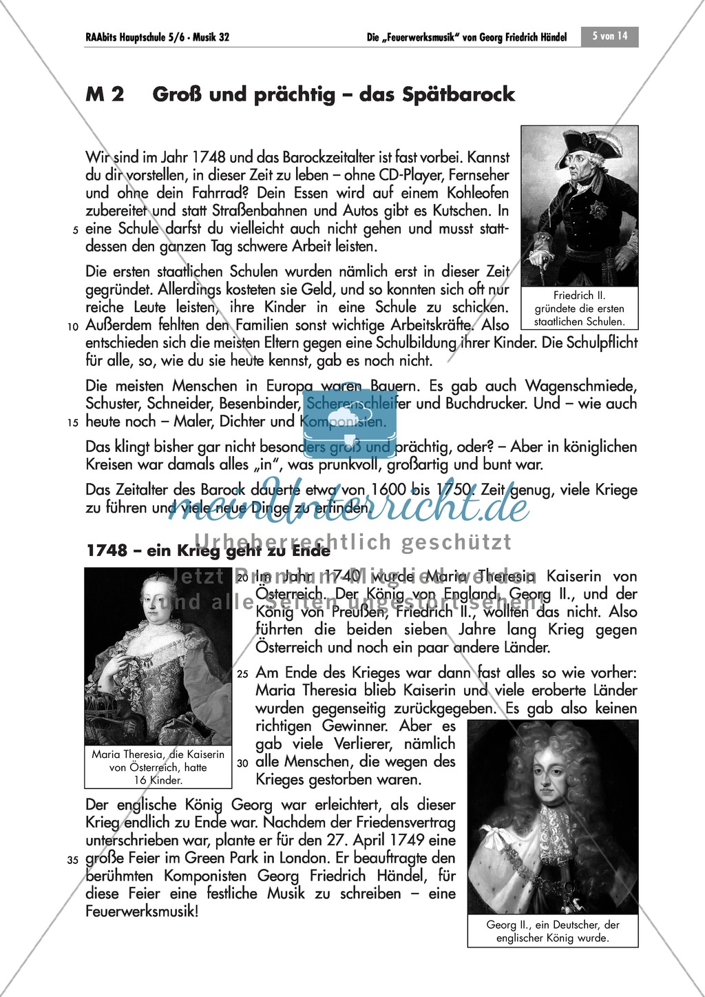 Einführung in die Zeit des Spätbarock: Bild, Informationstext und Kreativaufgabe. Mit Lösungen. Preview 2