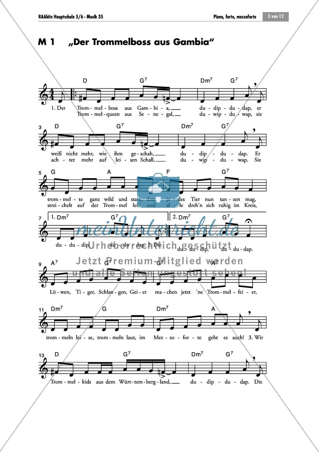 Einführung in die Lautstärkegrade der Musik am Beispiel des Songs
