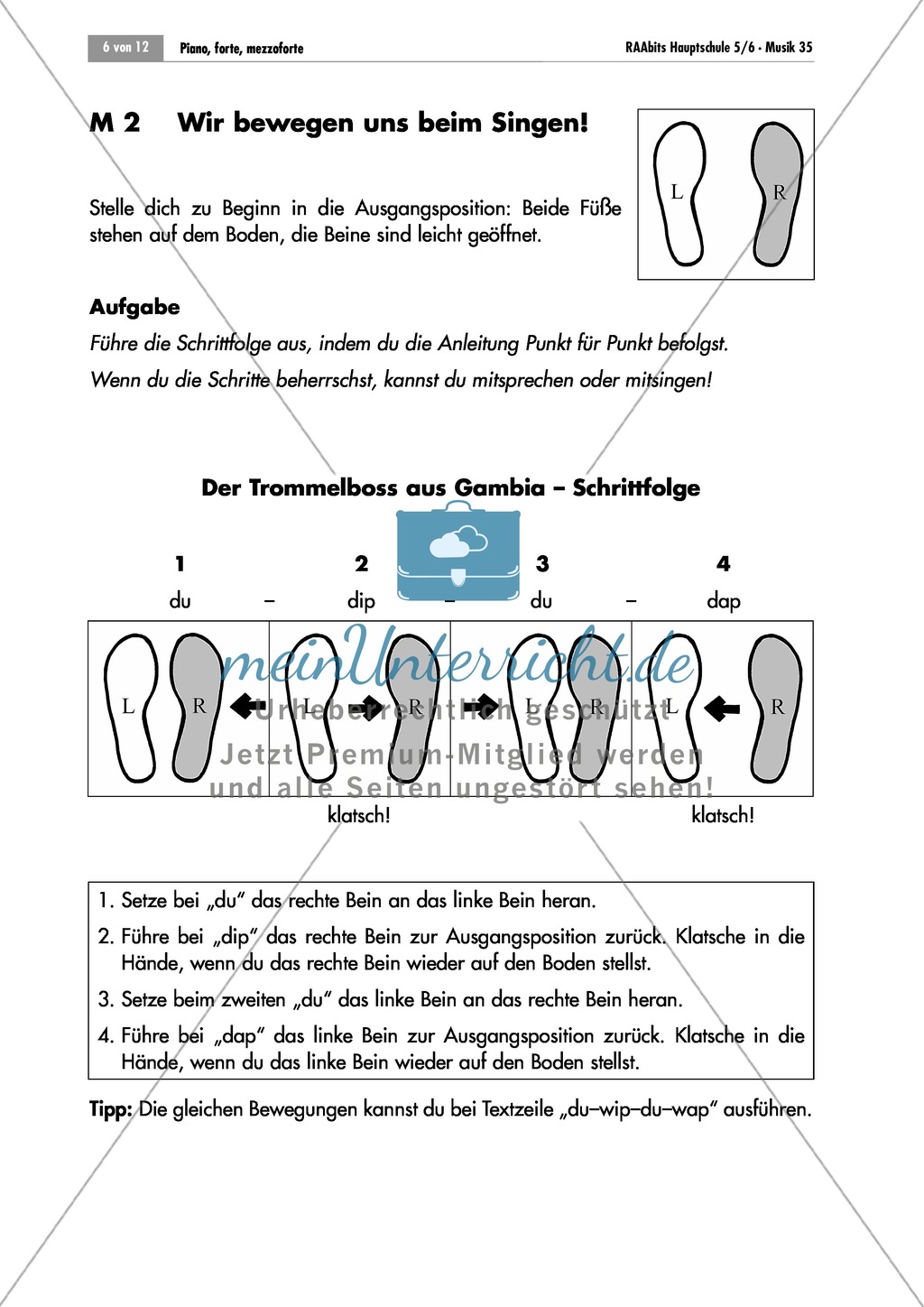 Einführung in die Lautstärkegrade der Musik am Beispiel des Songs