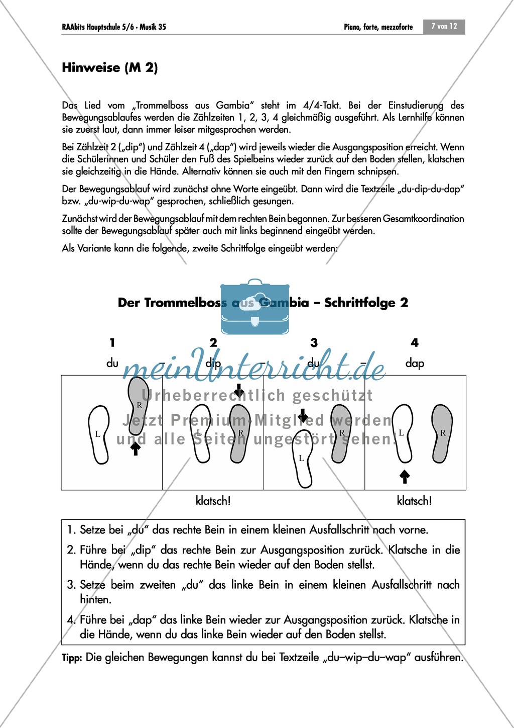 Einführung in die Lautstärkegrade der Musik am Beispiel des Songs