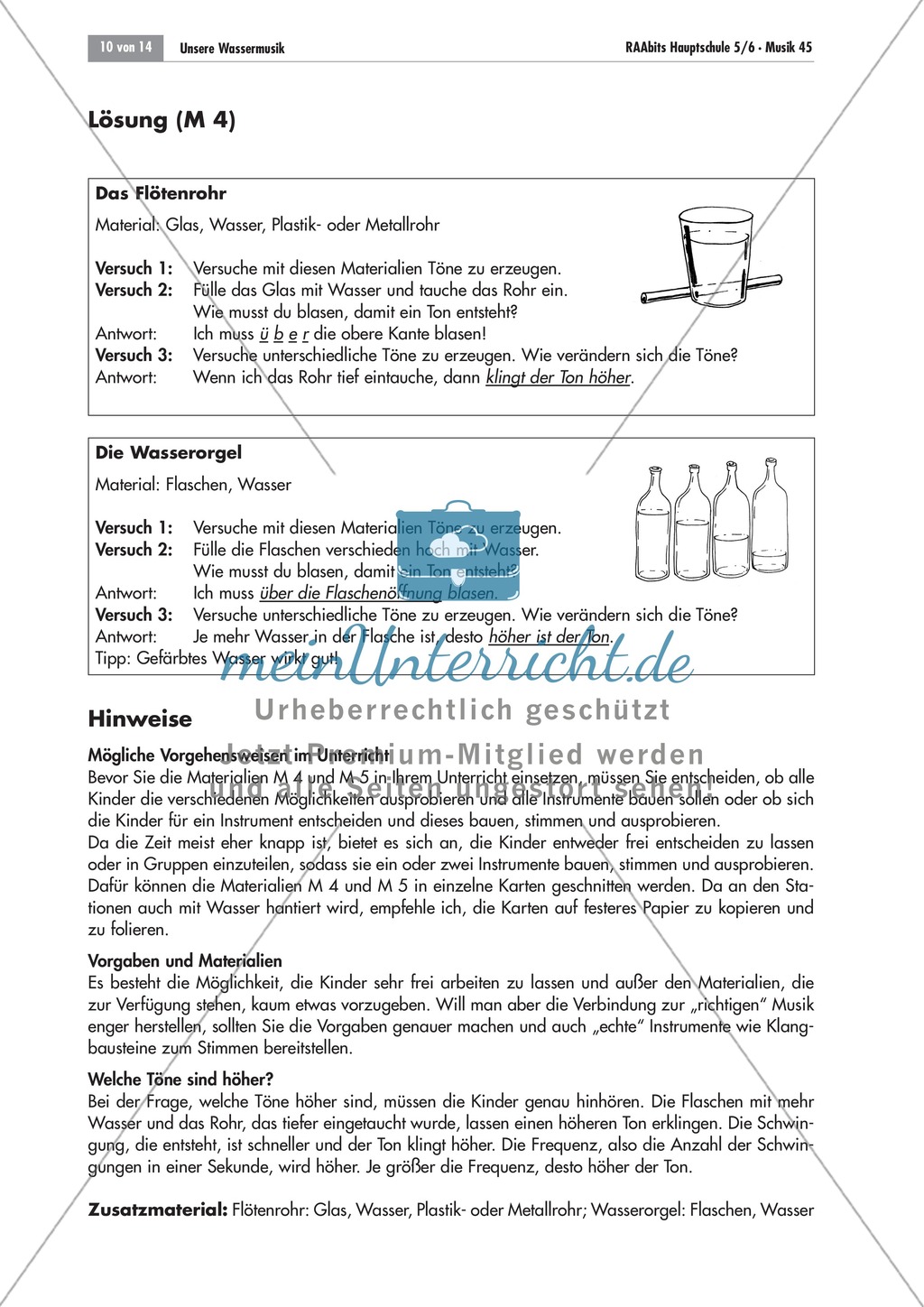 Alltagsgeräusche in der Musik: Wasser als Klangerzeuger. Mit Bauanleitung für Wasserinstrumente und didaktischen Erläuterungen. Preview 3