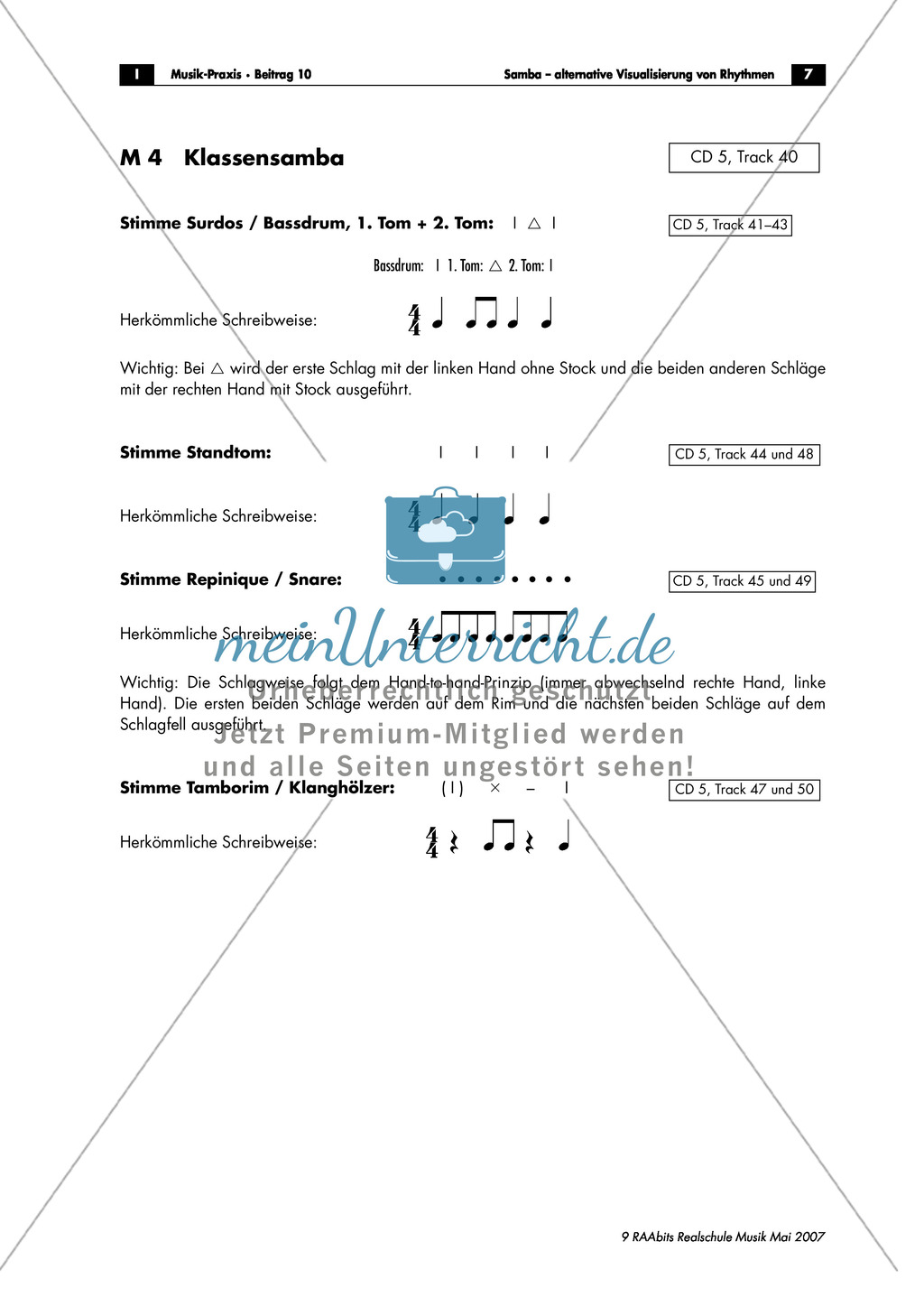 Einführung in eine alternative Rhythmusschrift am Beispiel einer Klassensamba. Mit Arbeitsblatt und didaktischen Erläuterungen. Preview 5
