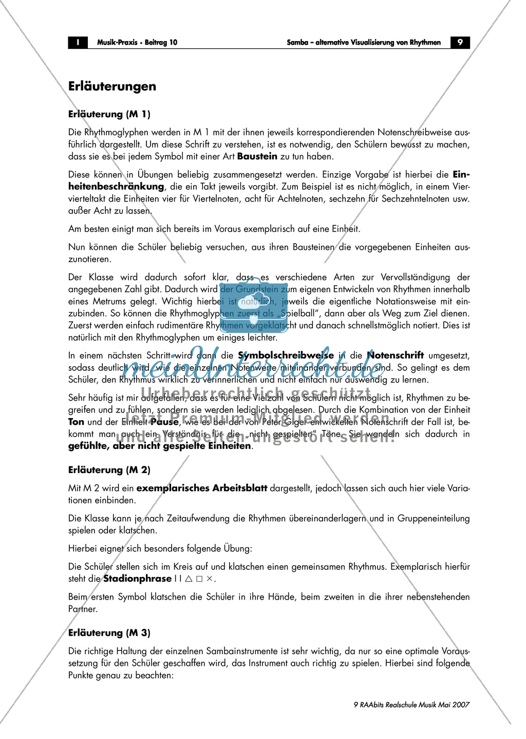 Einführung in eine alternative Rhythmusschrift am Beispiel einer Klassensamba. Mit Arbeitsblatt und didaktischen Erläuterungen. Preview 6