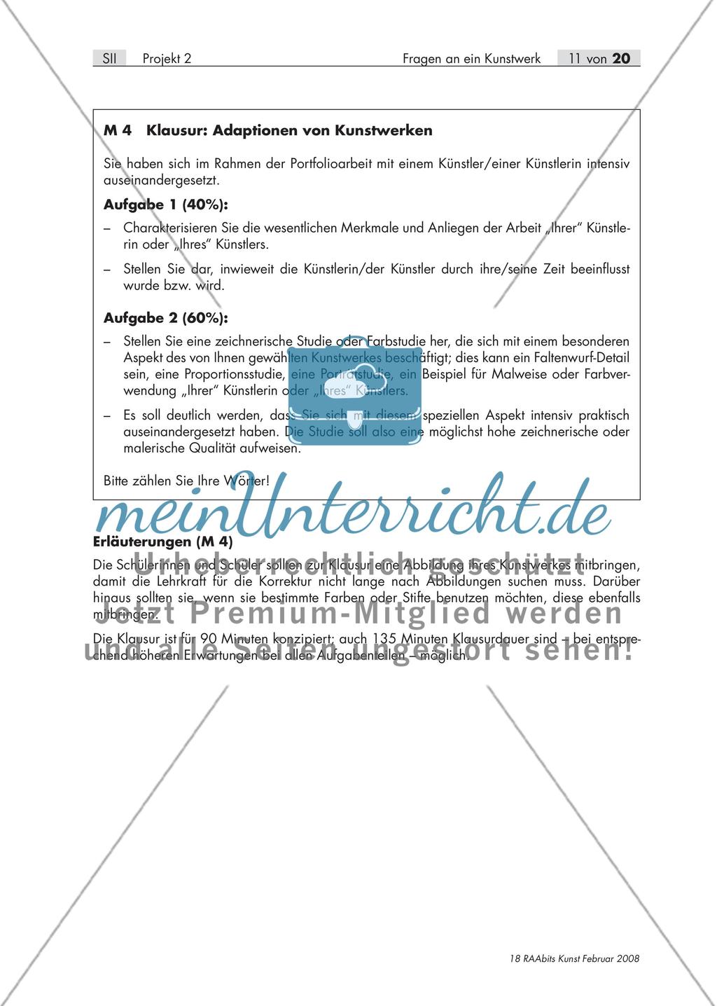 Fragen an ein Kunstwerk – Erstellen eines Portfolios zum Thema „Adaptionen von Kunstwerken“ (S II) Preview 11