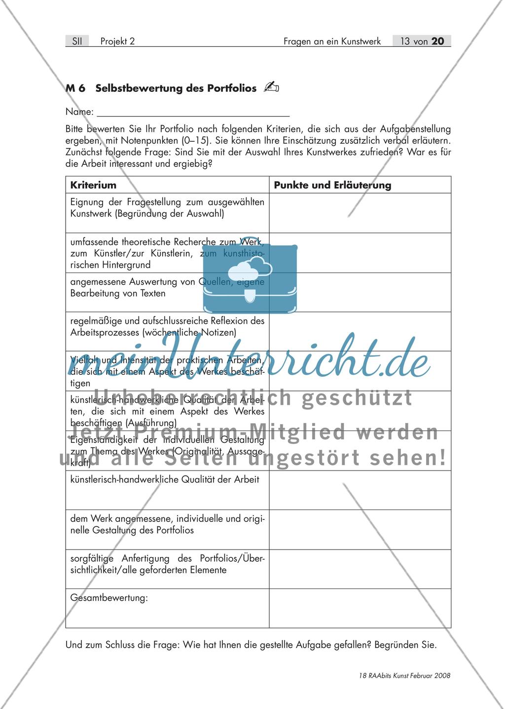 Fragen an ein Kunstwerk – Erstellen eines Portfolios zum Thema „Adaptionen von Kunstwerken“ (S II) Preview 13
