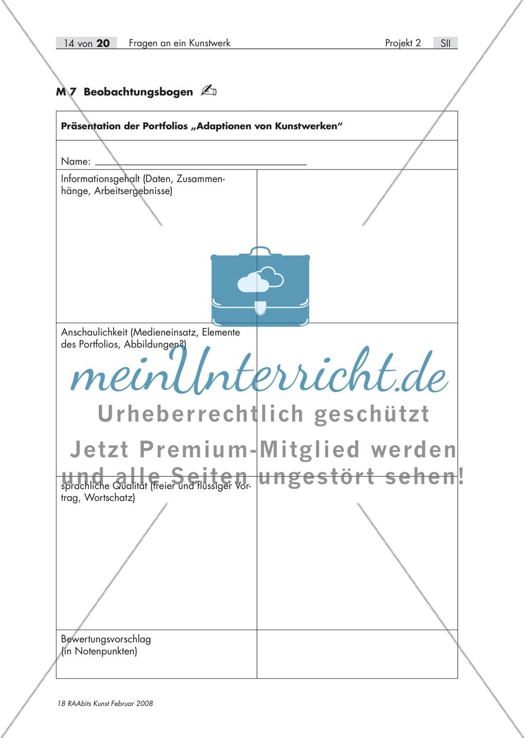 Fragen an ein Kunstwerk – Erstellen eines Portfolios zum Thema „Adaptionen von Kunstwerken“ (S II) Preview 14