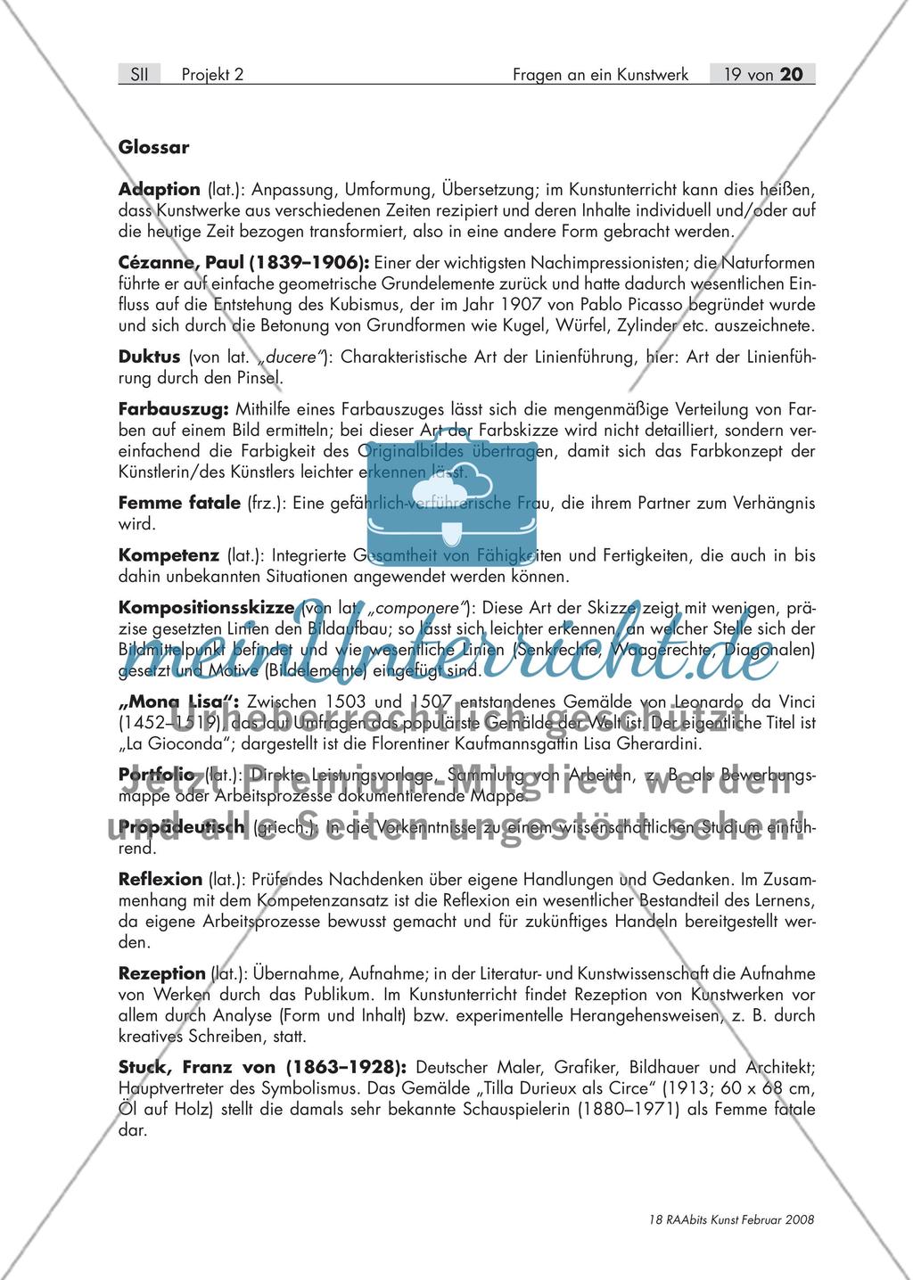 Fragen an ein Kunstwerk – Erstellen eines Portfolios zum Thema „Adaptionen von Kunstwerken“ (S II) Preview 19