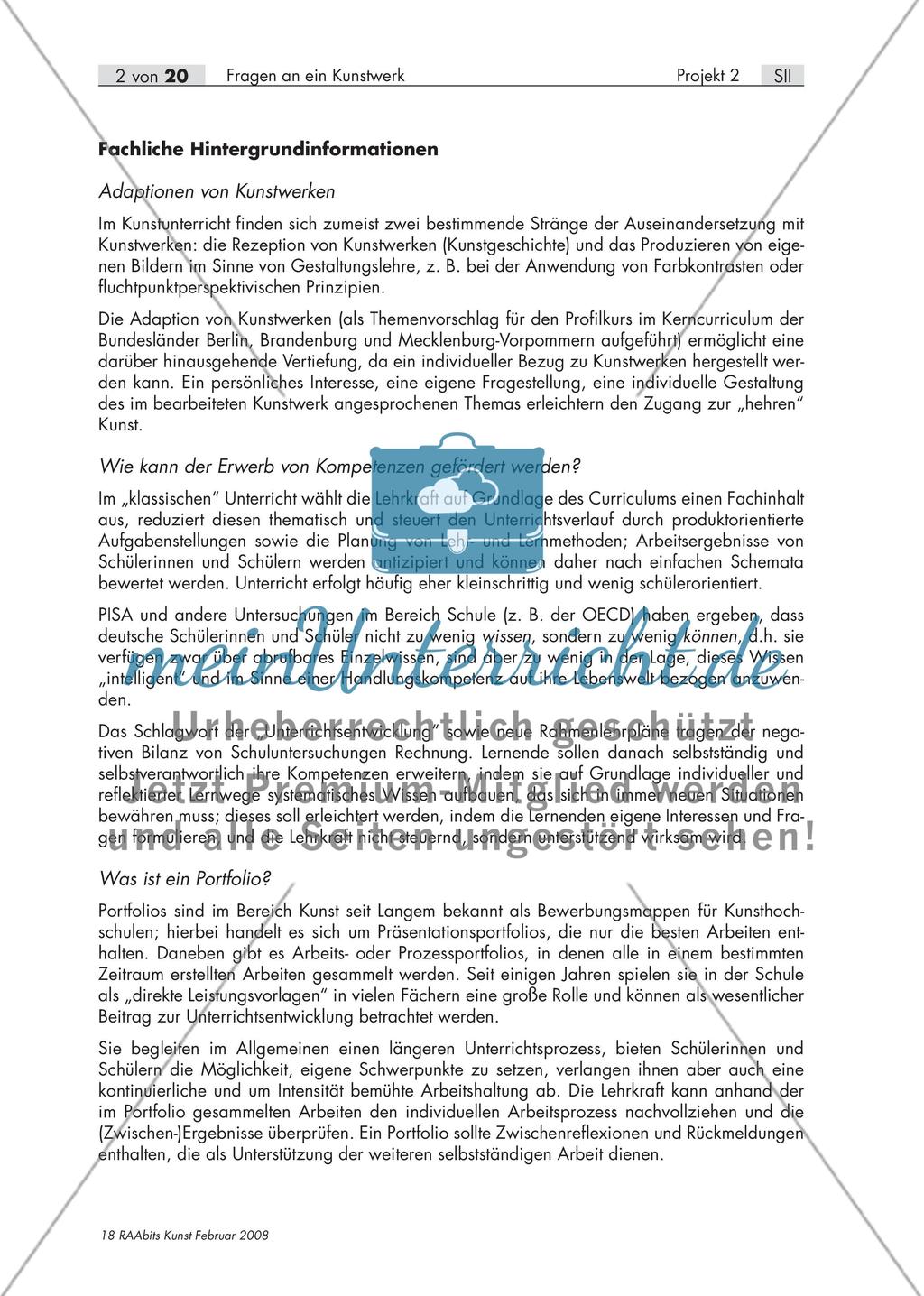 Fragen an ein Kunstwerk – Erstellen eines Portfolios zum Thema „Adaptionen von Kunstwerken“ (S II) Preview 2