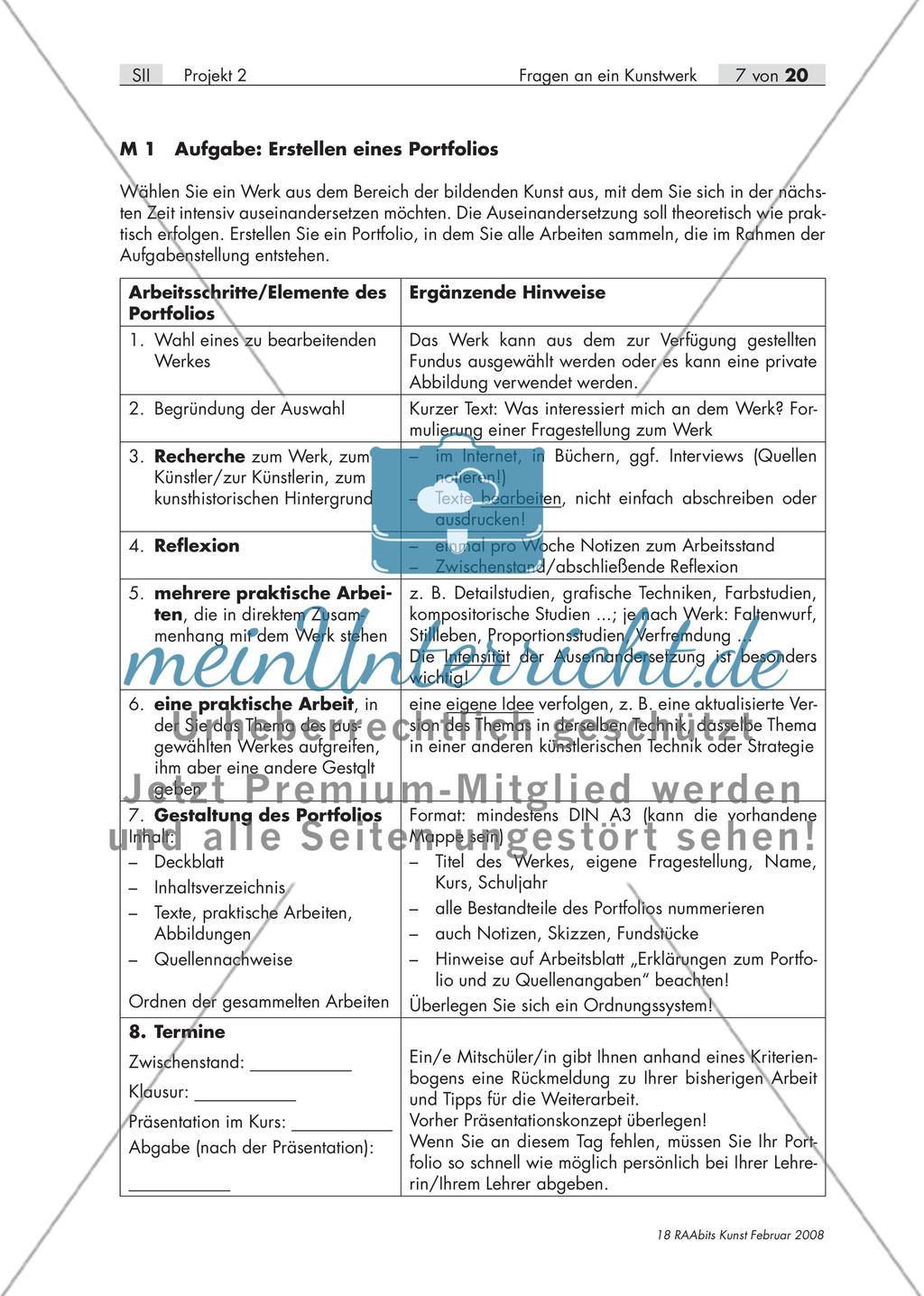 Fragen an ein Kunstwerk – Erstellen eines Portfolios zum Thema „Adaptionen von Kunstwerken“ (S II) Preview 7