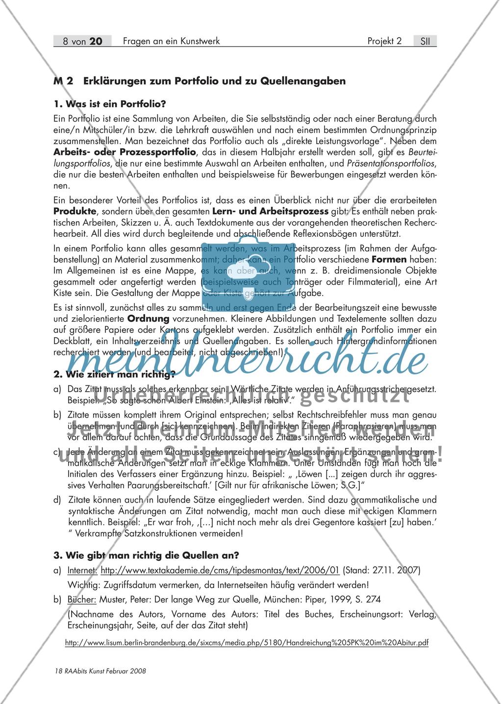 Fragen an ein Kunstwerk – Erstellen eines Portfolios zum Thema „Adaptionen von Kunstwerken“ (S II) Preview 8