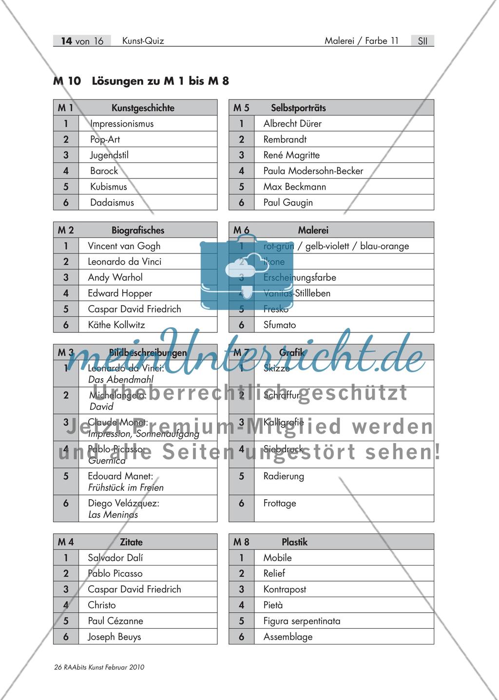 Wer weiß die Antwort? – Ein Kunst-Quiz für die Oberstufe Preview 15
