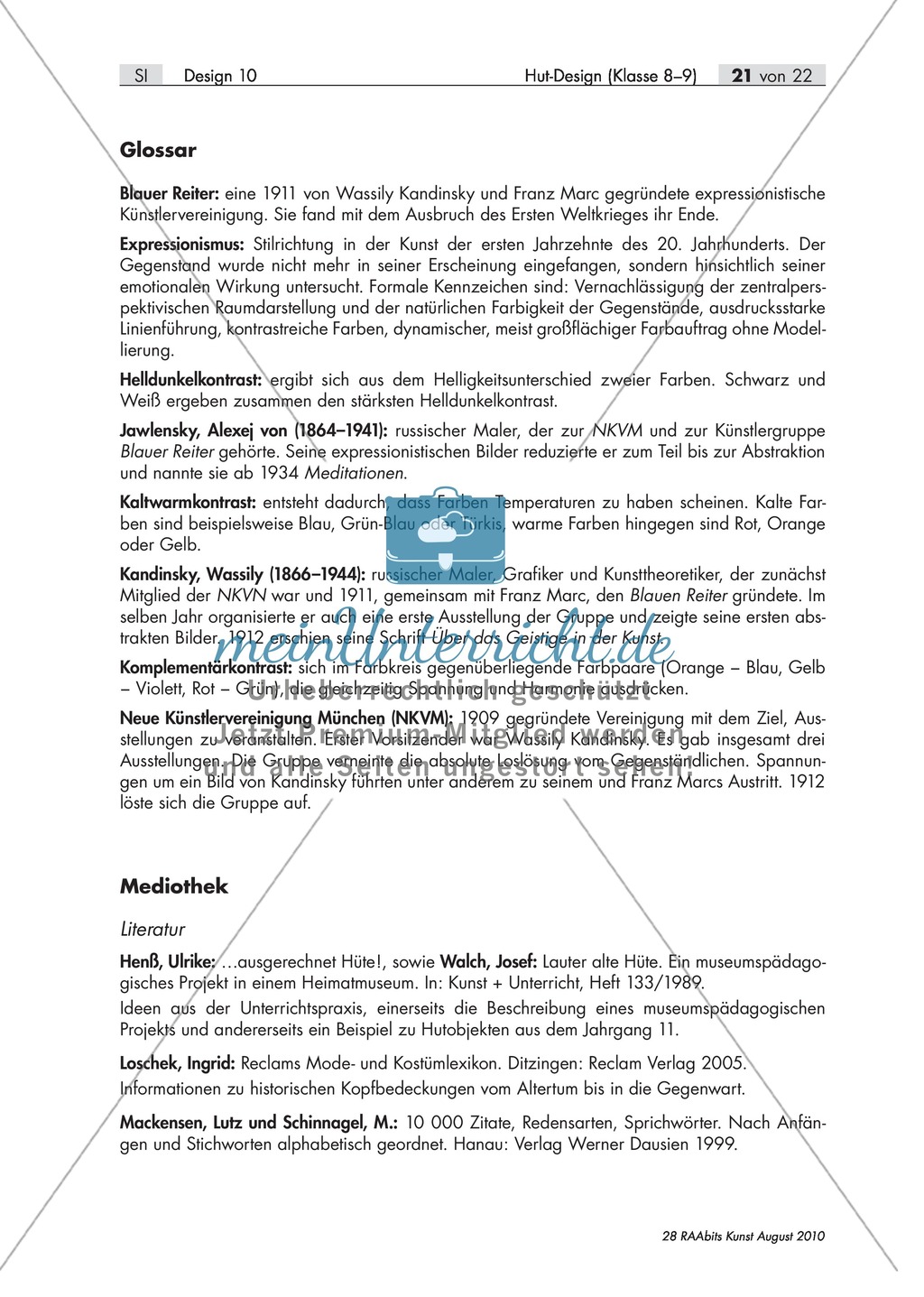 Unterrichtseinheit zum Thema