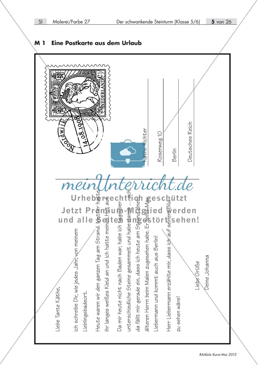 Unterrichtseinheit zum Thema Malerei und Farbe: methodische und didaktische Hinweise für eine Einstiegsstunde. Preview 1
