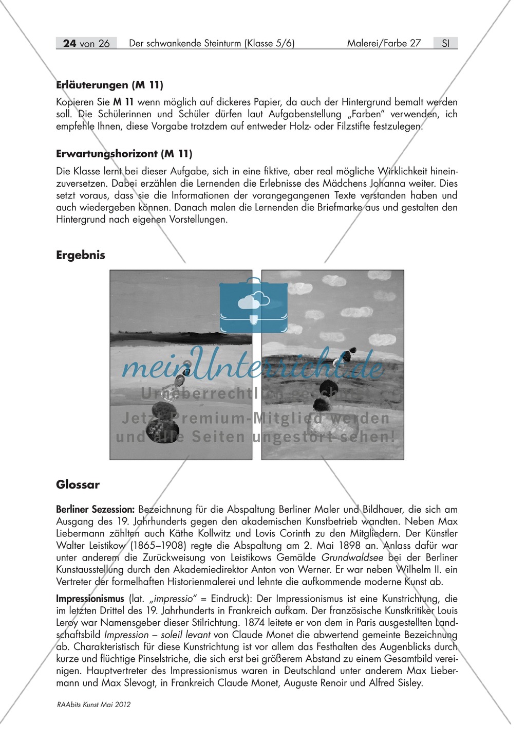 Unterrichtseinheit zum Thema Malerei und Farbe: Gestaltung einer Postkarte als Abschluss der Unterrichtsreihe. Preview 2