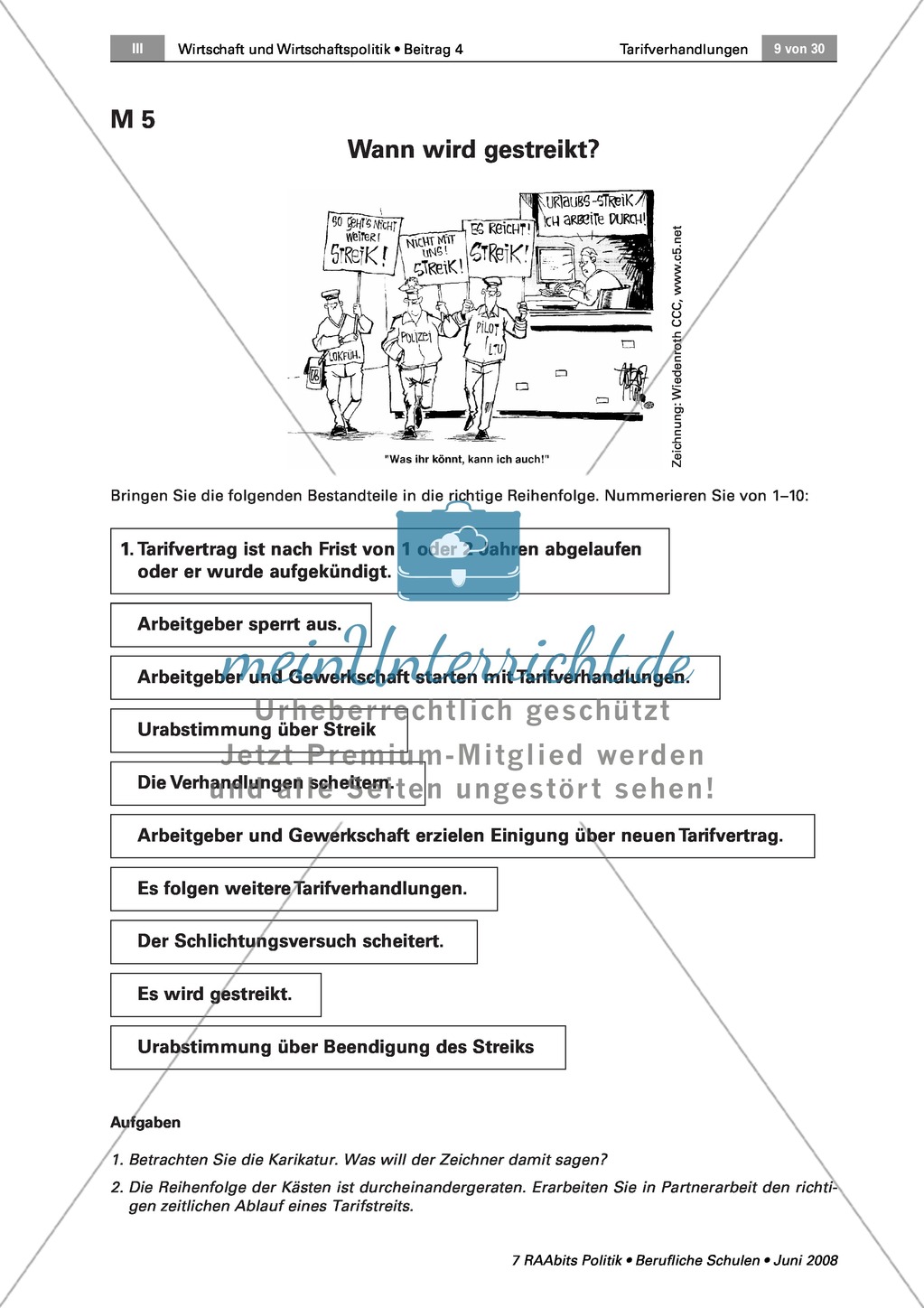 Was ist ein Streik und ist er immer zulässig? Arbeitsmaterial mit Erläuterungen Preview 3