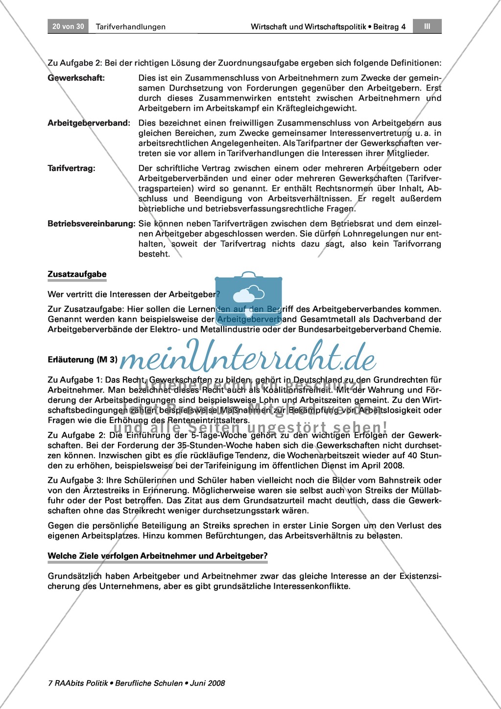 Was ist ein Streik und ist er immer zulässig? Arbeitsmaterial mit Erläuterungen Preview 4