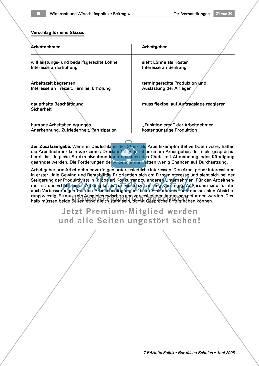 Was ist ein Streik und ist er immer zulässig? Arbeitsmaterial mit Erläuterungen Preview 5