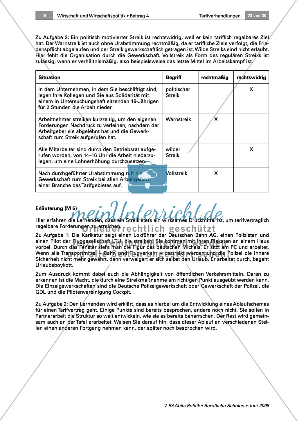 Was ist ein Streik und ist er immer zulässig? Arbeitsmaterial mit Erläuterungen Preview 7