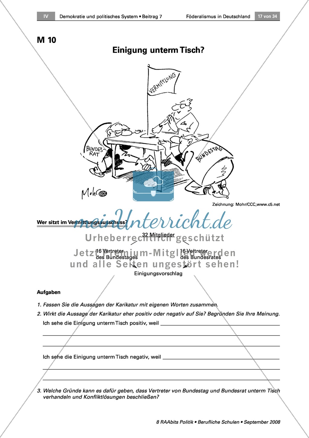 Wie die Länder Gesetze mitbestimmen oder blockieren können: Arbeitsmaterial mit Erläuterungen Preview 4