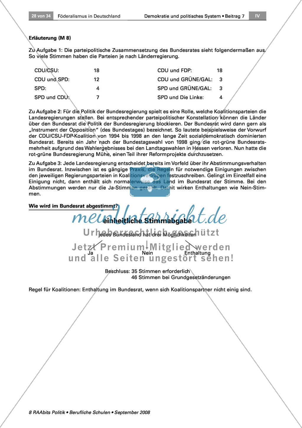Wie die Länder Gesetze mitbestimmen oder blockieren können: Arbeitsmaterial mit Erläuterungen Preview 5