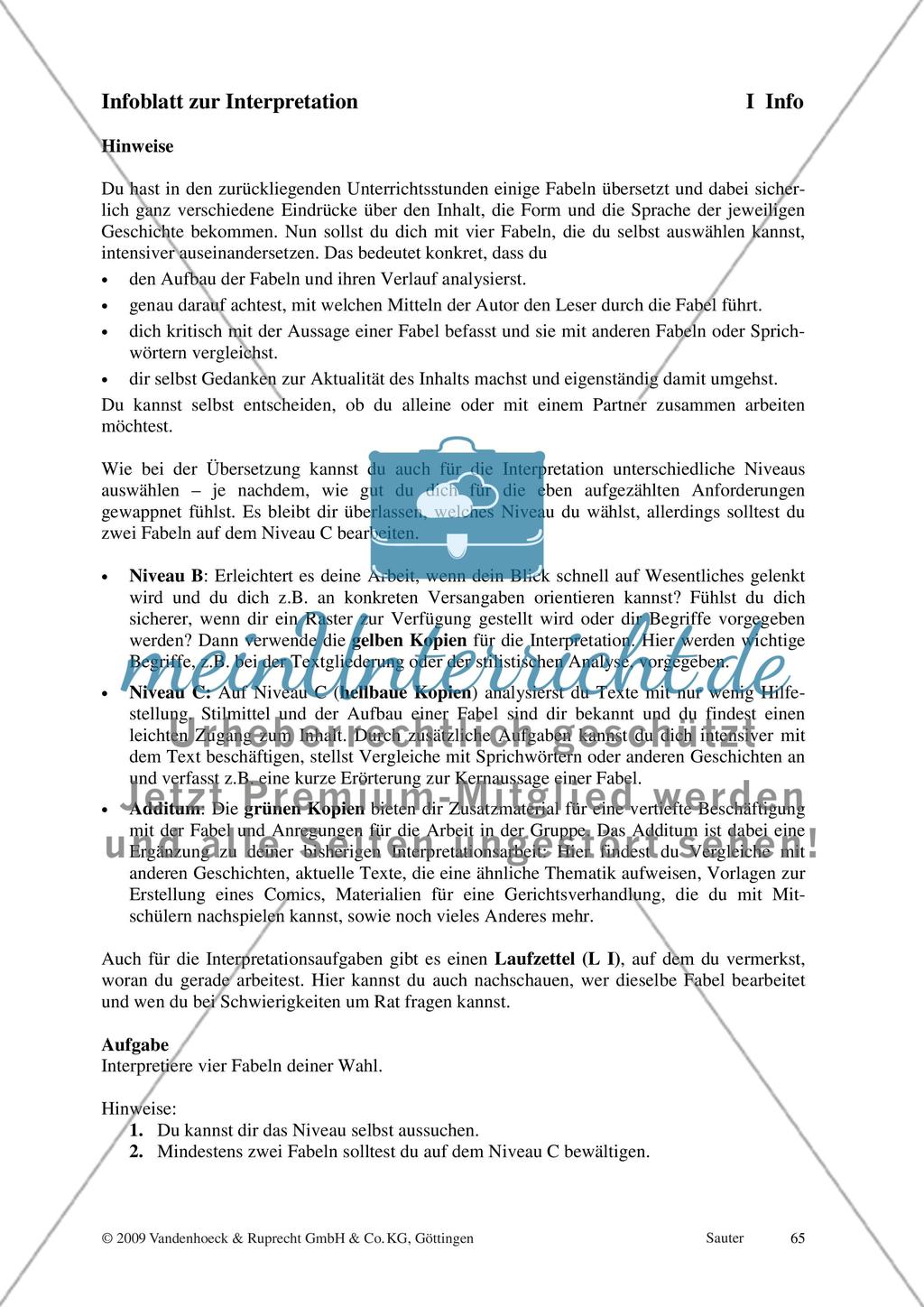 Materialien zur Interpretation I I,1 - I III,15 und L I Preview 1