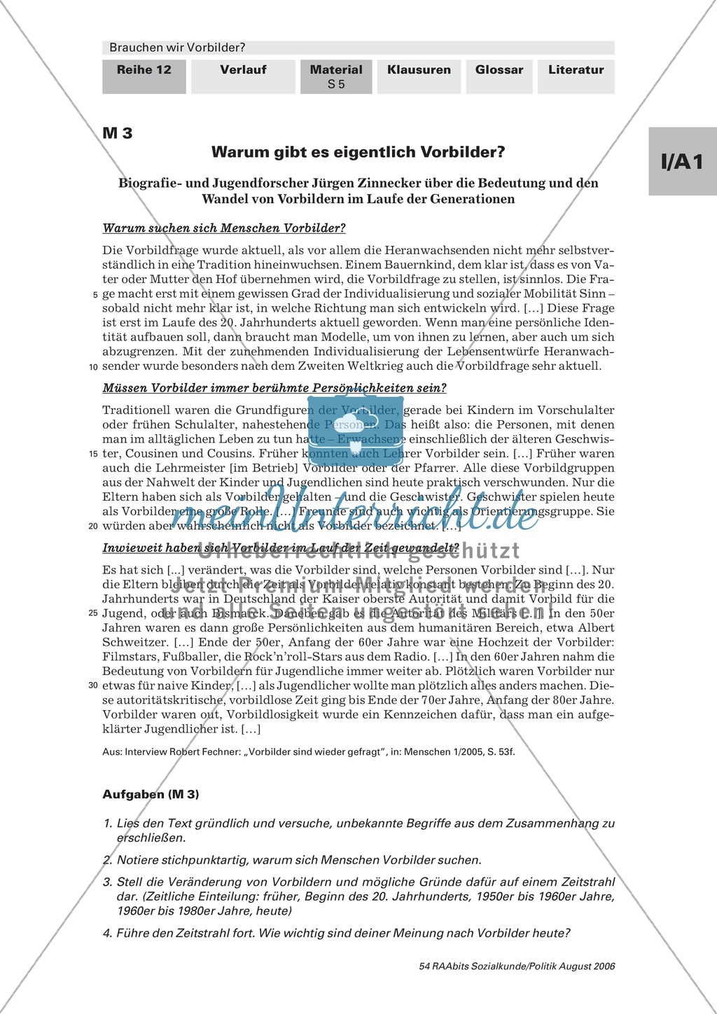 Wofür brauchen wir Vorbilder? Arbeitsmaterial mit Erläuterungen Preview 1