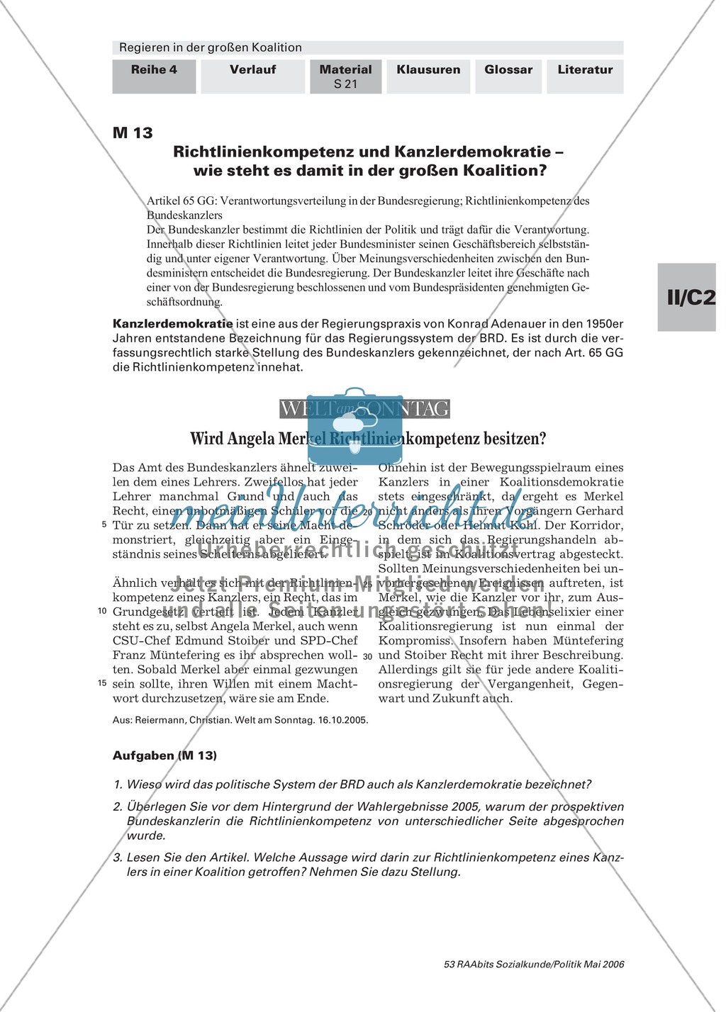 Regierungskompetenzen in Deutschland: Arbeitsmaterial mit Erläuterungen Preview 1